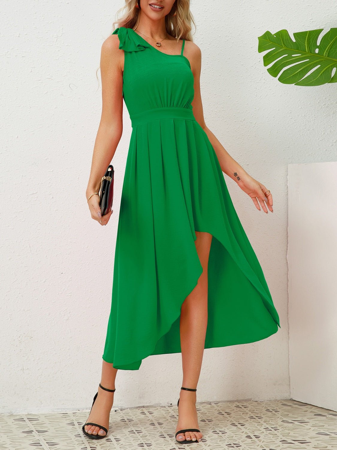 Bow Asymmetrical Neck Sleeveless Dress - Creative Designs by Shanny