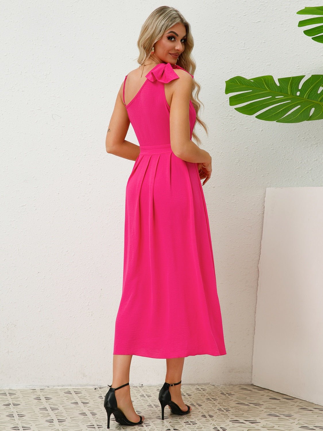 Bow Asymmetrical Neck Sleeveless Dress - Creative Designs by Shanny