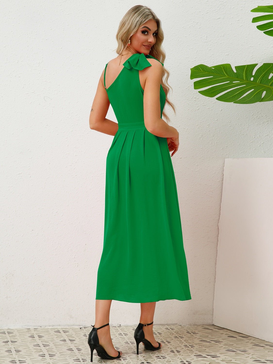 Bow Asymmetrical Neck Sleeveless Dress - Creative Designs by Shanny