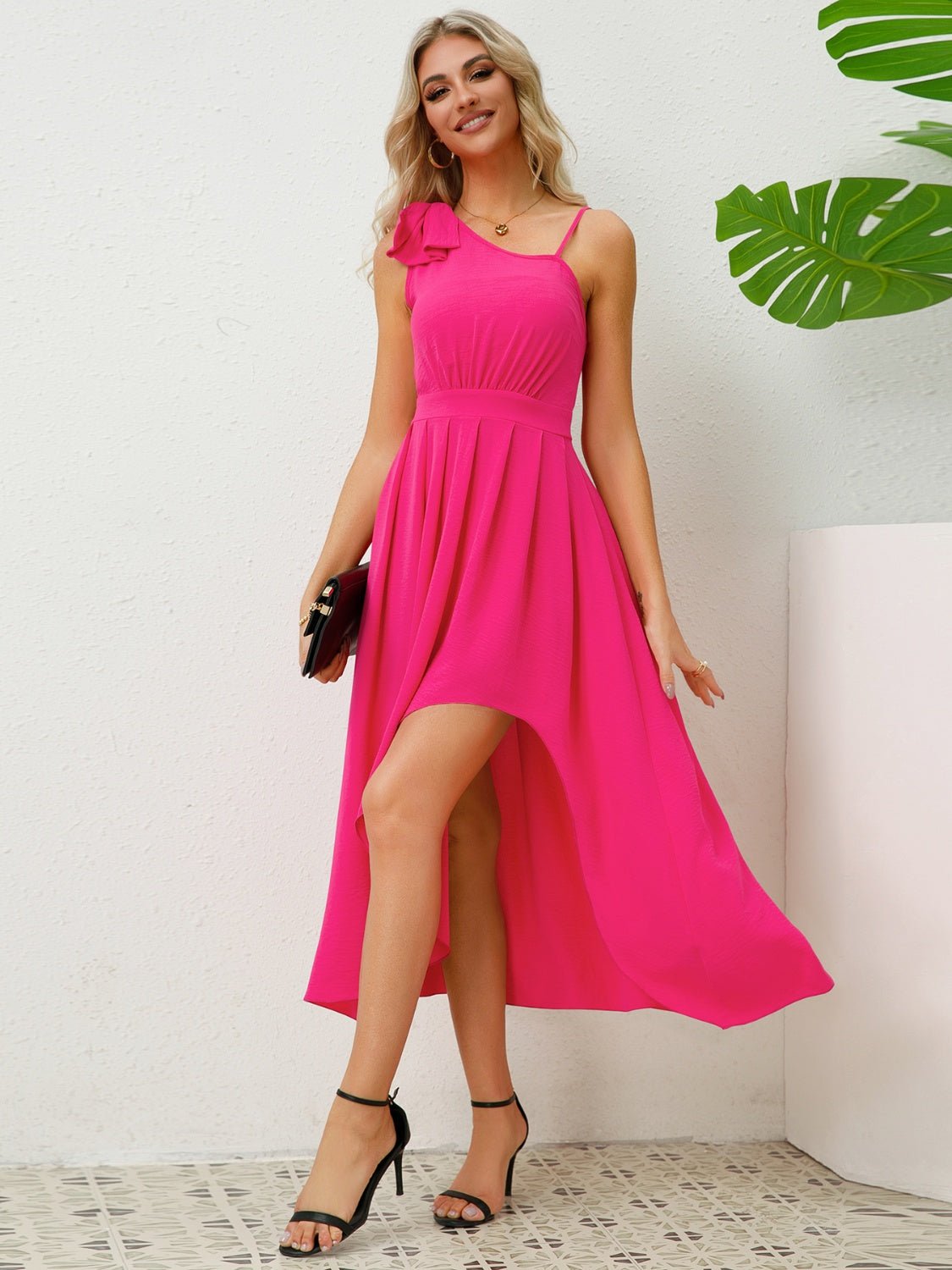 Bow Asymmetrical Neck Sleeveless Dress - Creative Designs by Shanny