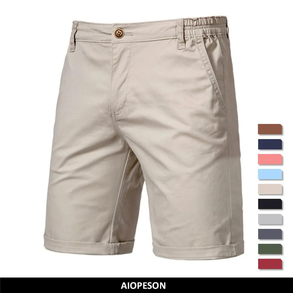 New Summer 100% Cotton Solid Shorts Men