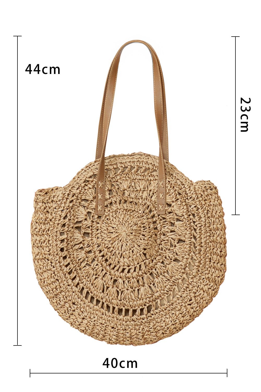 Camel Bohemian Straw Woven Round One Shoulder Bag - Creative Designs by Shanny