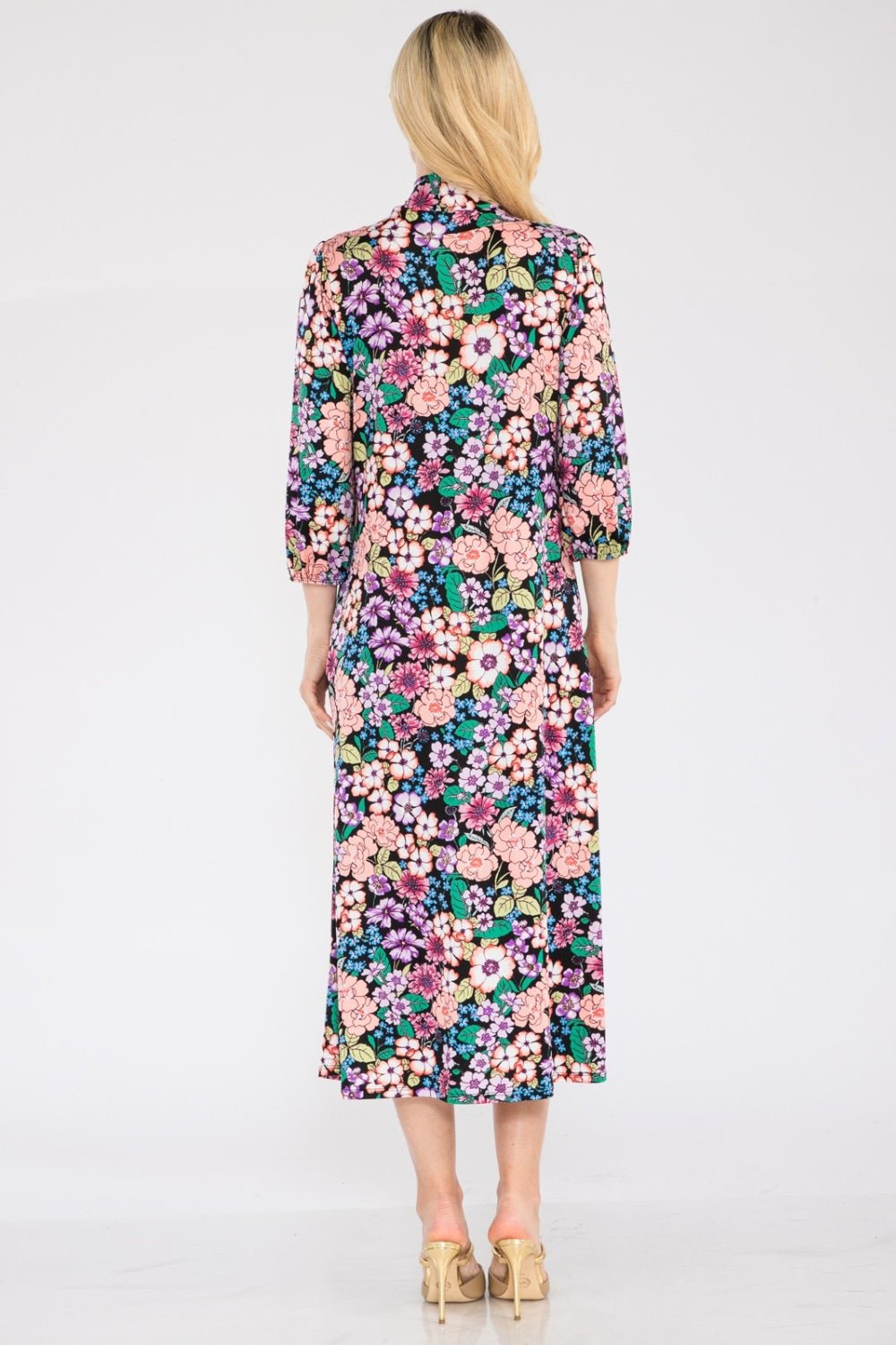 Celeste Full Size Floral Midi Dress with Bow Tied - Creative Designs by Shanny