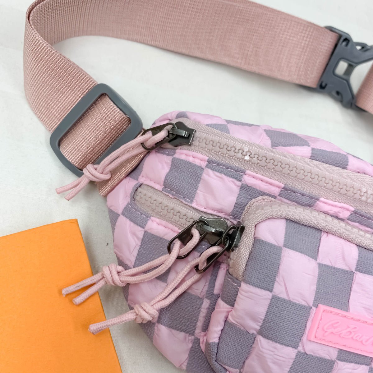 Checkered Adjustable Strap Nylon Crossbody Bag - Creative Designs by Shanny