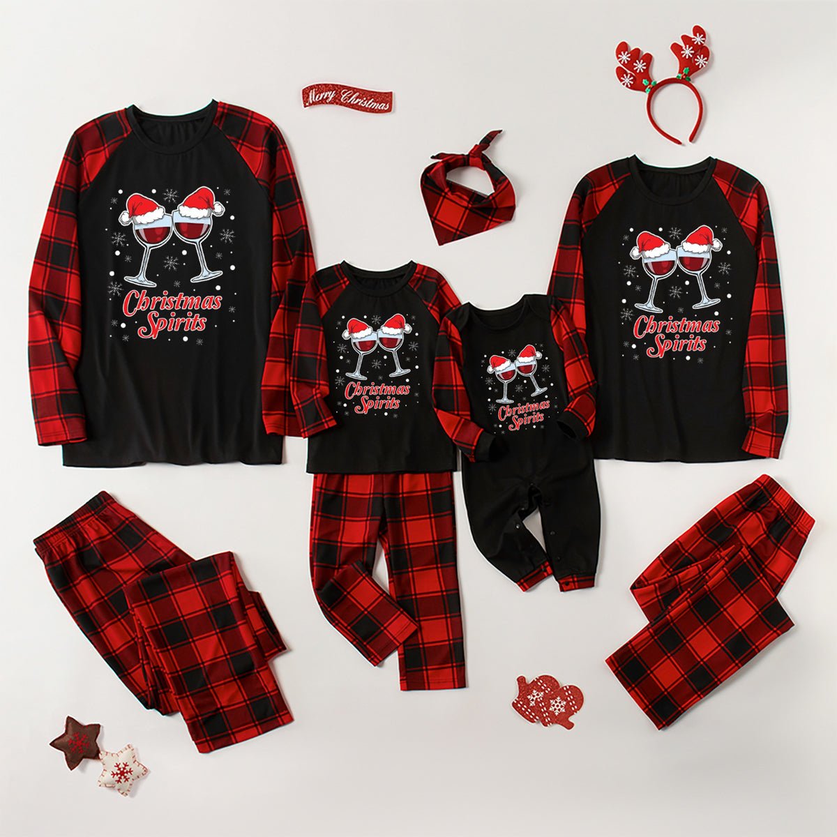 CHRISTMAS SPIRITS Graphic Top and Plaid Pants Set - Creative Designs by Shanny