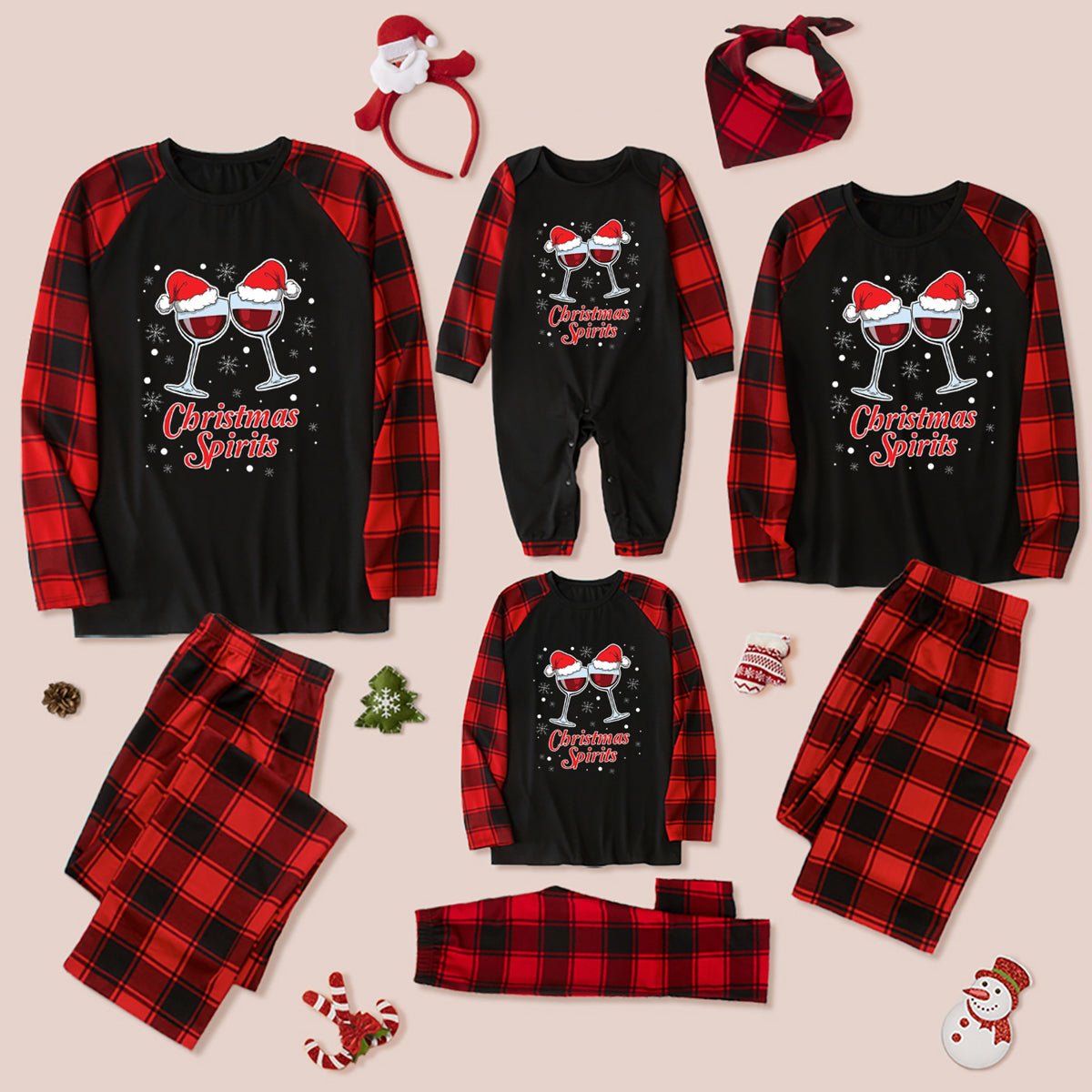 CHRISTMAS SPIRITS Graphic Top and Plaid Pants Set - Creative Designs by Shanny