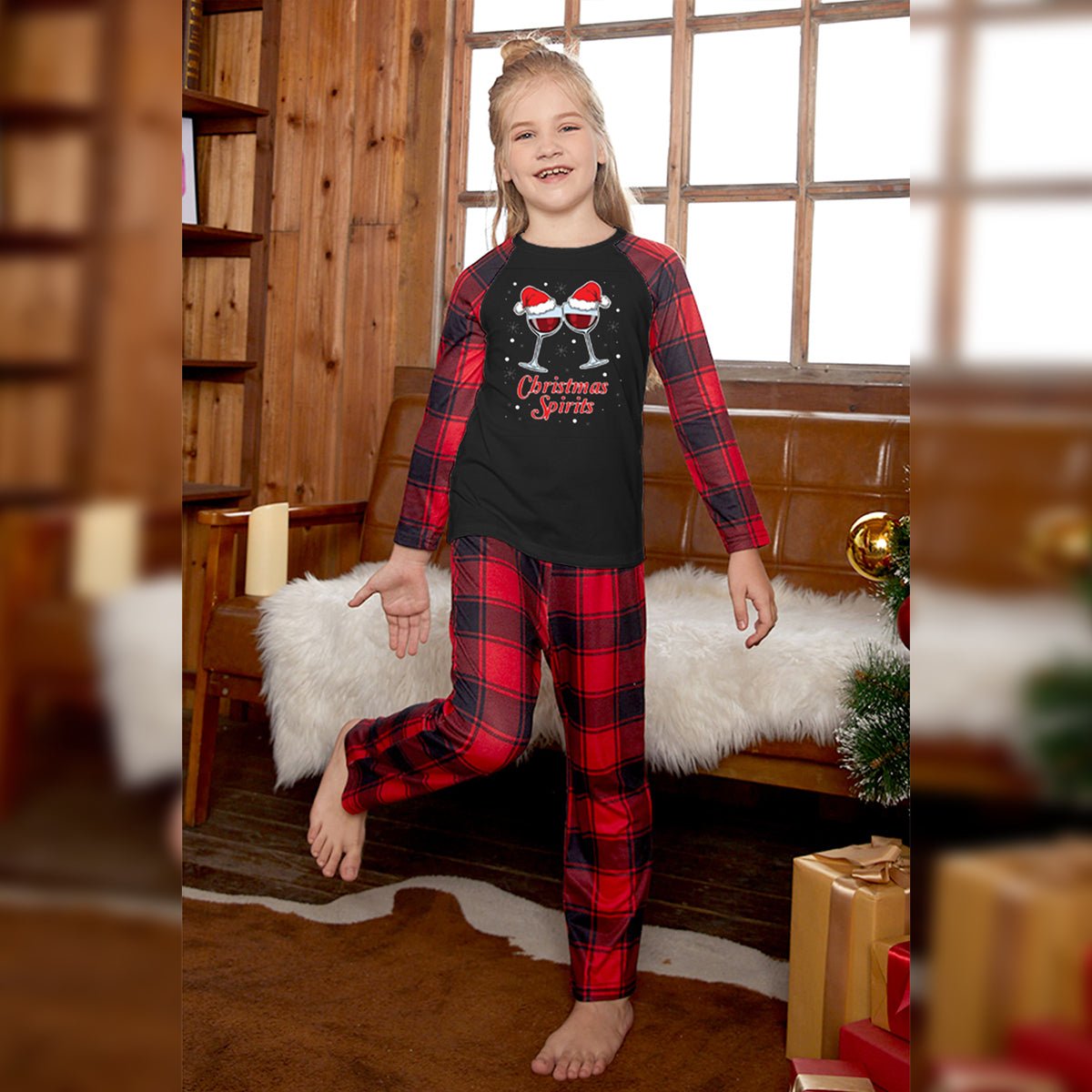 CHRISTMAS SPIRITS Graphic Top and Plaid Pants Set - Creative Designs by Shanny