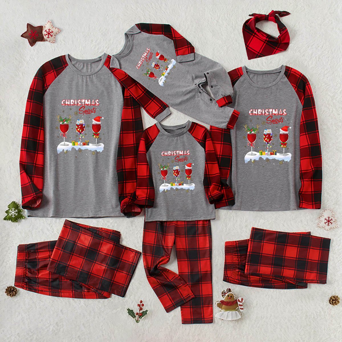 CHRISTMAS SPIRITS Graphic Top and Plaid Pants Set - Creative Designs by Shanny