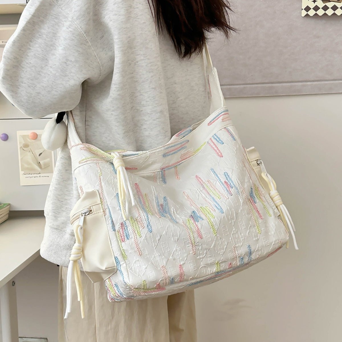 Contrast Texture Shoulder Bag - Creative Designs by Shanny