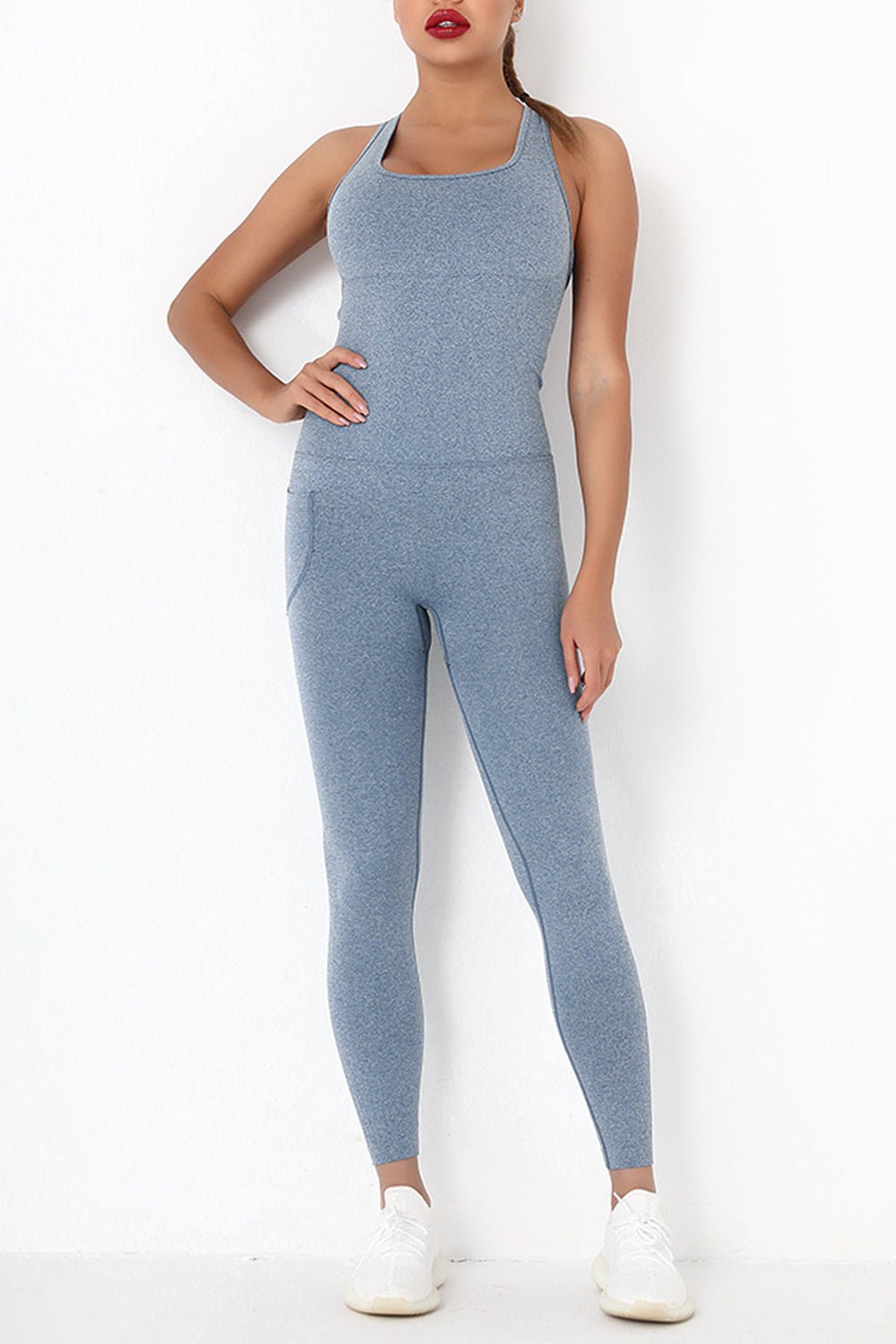 Crisscross Wide Strap Active Jumpsuit - Creative Designs by Shanny