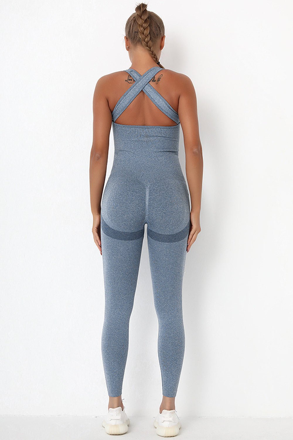 Crisscross Wide Strap Active Jumpsuit - Creative Designs by Shanny