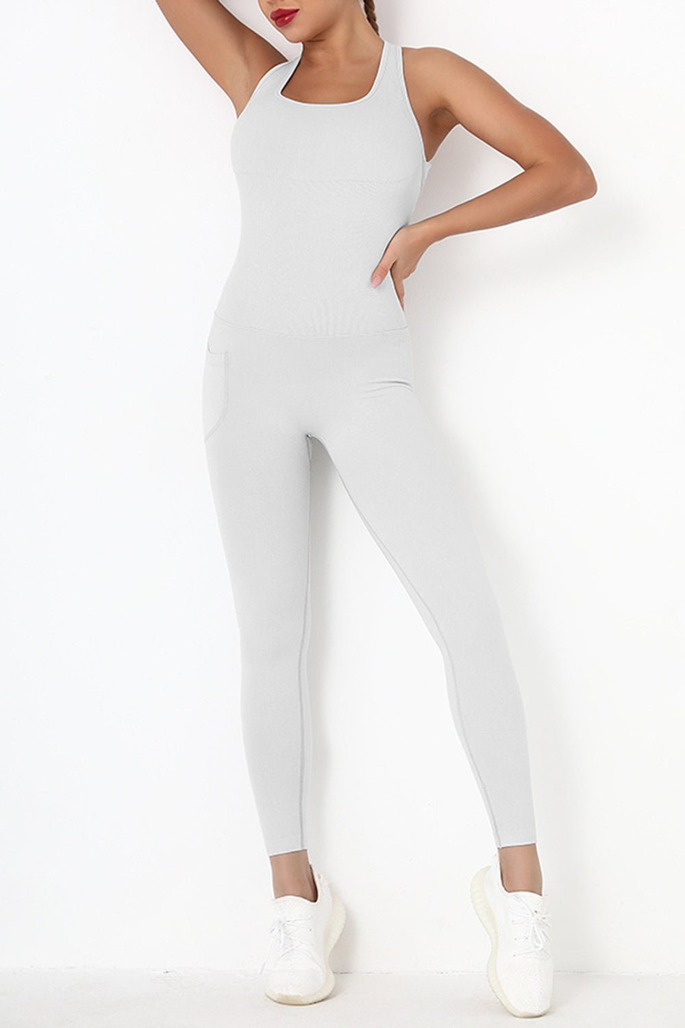 Crisscross Wide Strap Active Jumpsuit - Creative Designs by Shanny