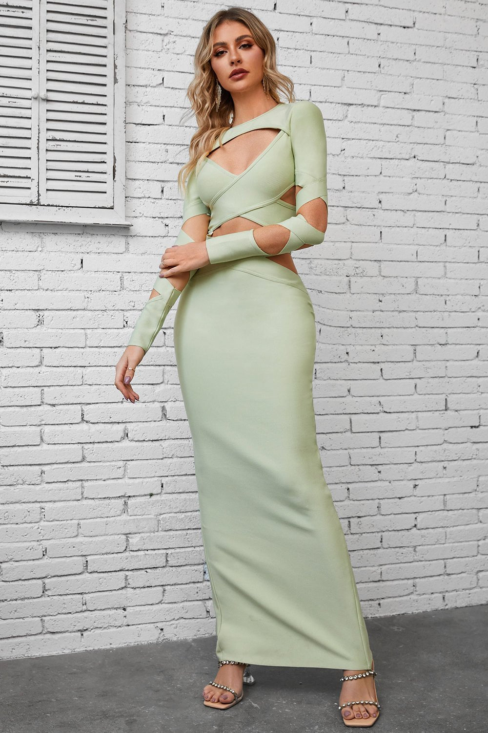 Cutout Round Neck Maxi Wrap Dress - Creative Designs by Shanny