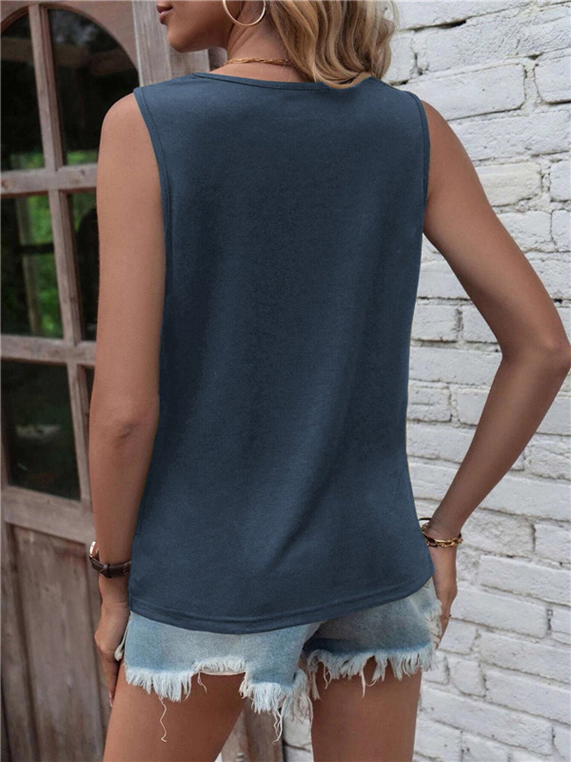 Cutout Twisted Round Neck Tank - Creative Designs by Shanny