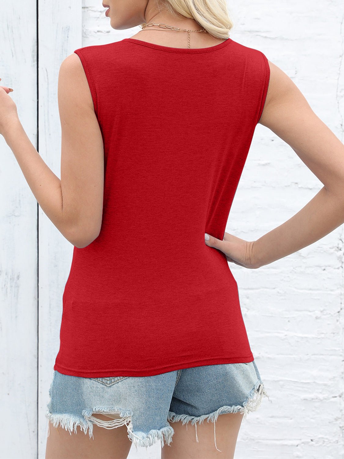 Cutout Twisted Round Neck Tank - Creative Designs by Shanny