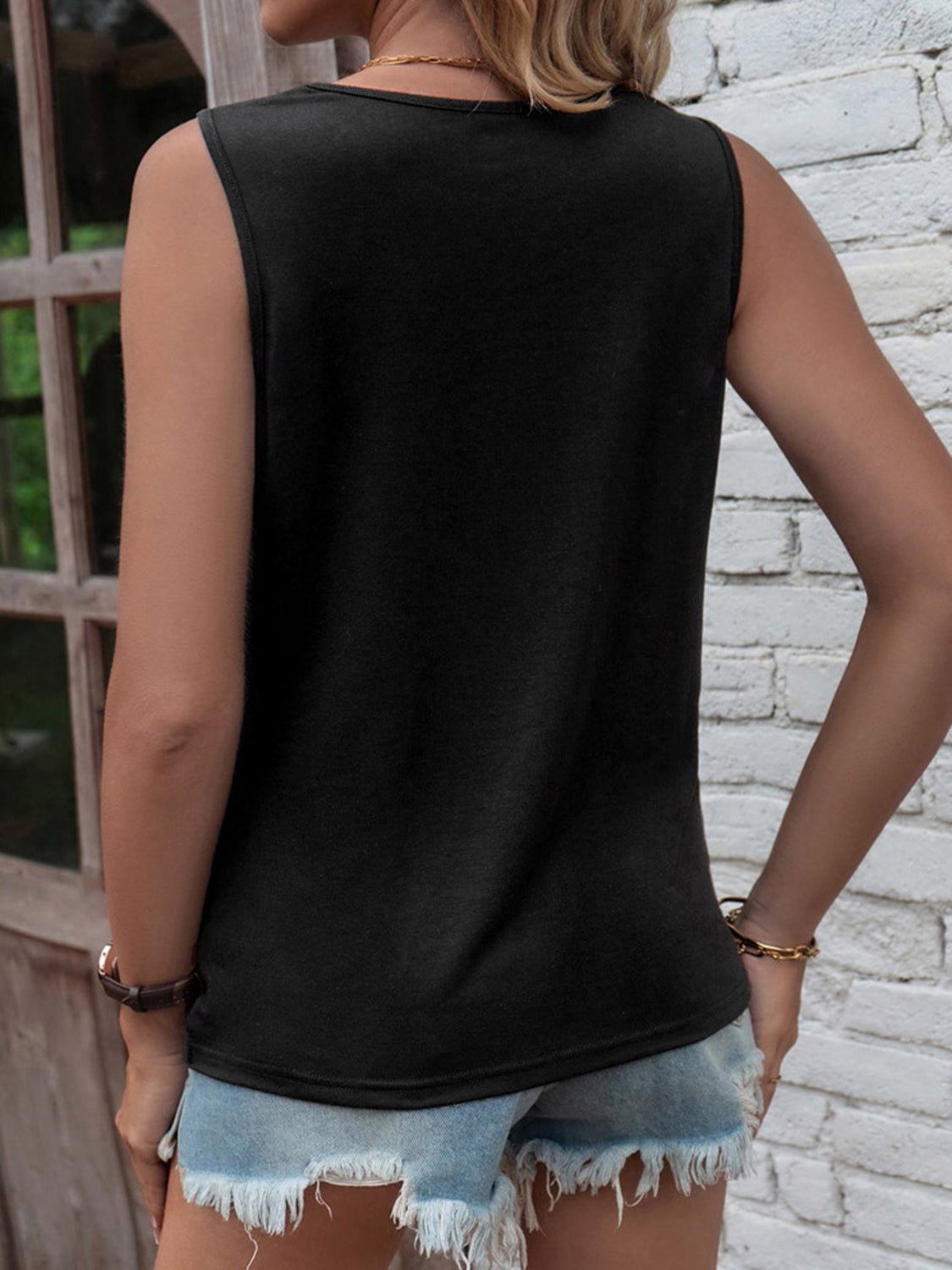 Cutout Twisted Round Neck Tank - Creative Designs by Shanny