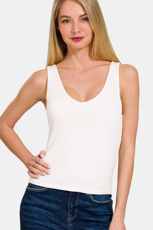 Zenana Double Layer V Neck Tank