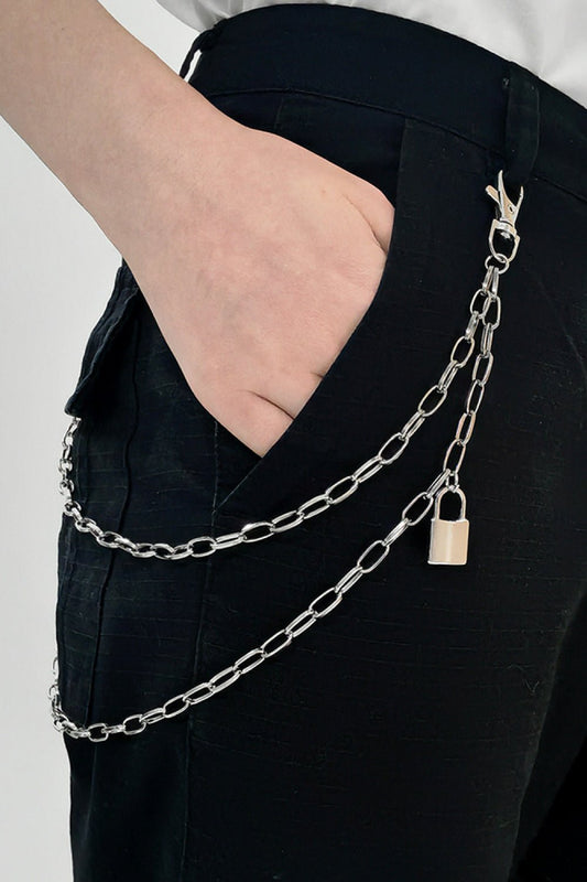 Double Layered Iron Chain Belt with Lock Charm - Creative Designs by Shanny