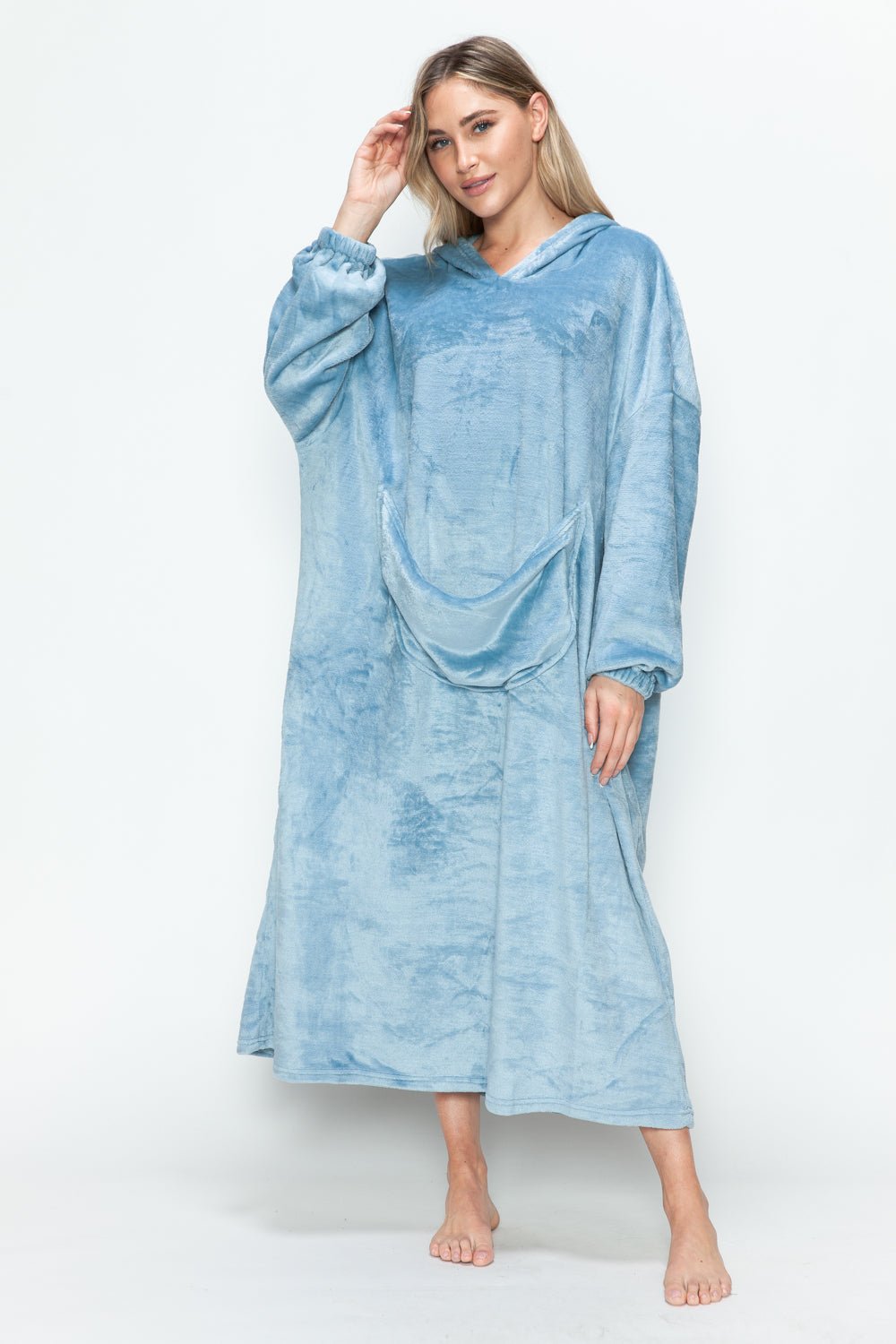 Double Take Full Size Pocketed Hooded Midi Lounge Dress - Creative Designs by Shanny