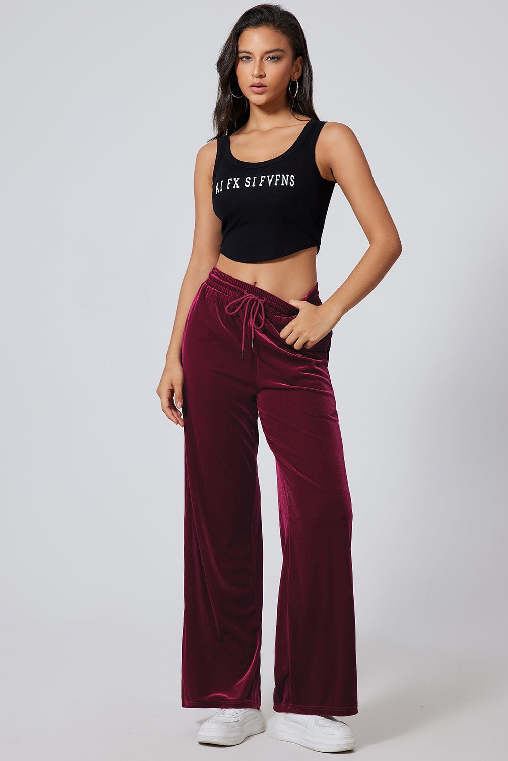 Drawstring Wide Leg Active Pants - Creative Designs by Shanny