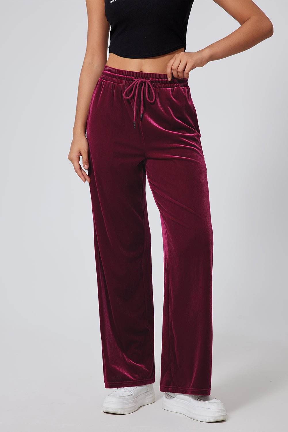 Drawstring Wide Leg Active Pants - Creative Designs by Shanny