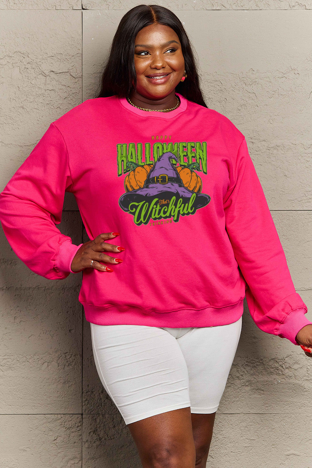 Simply Love Full Size Witch Hat Graphic Sweatshirt