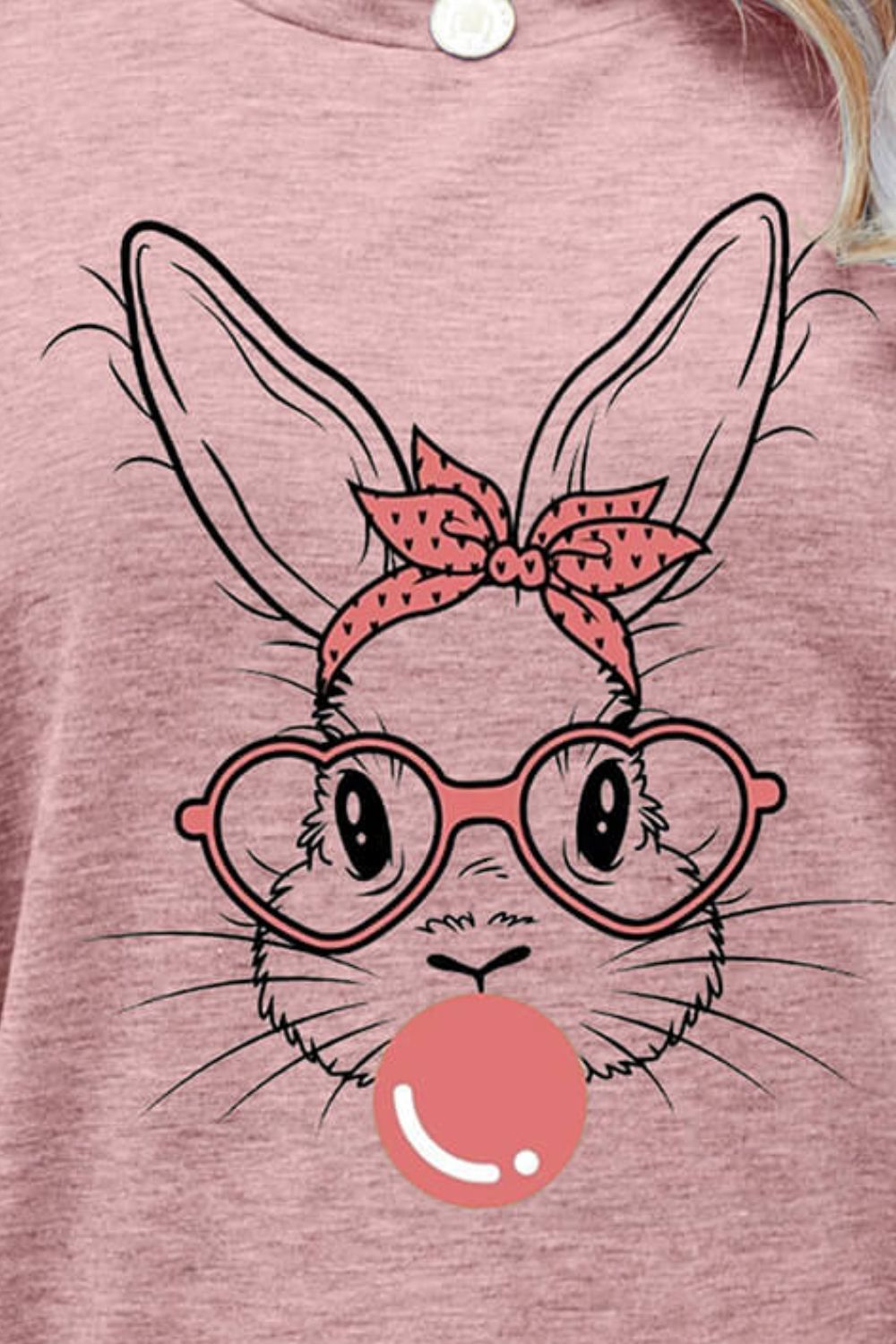 Easter Bunny Graphic Round Neck T-Shirt - Creative Designs by Shanny