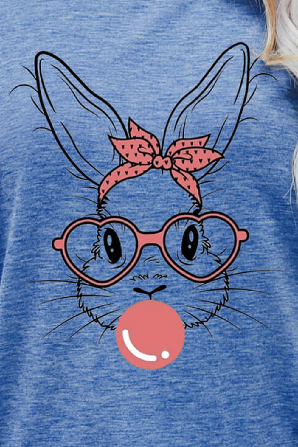 Easter Bunny Graphic Round Neck T-Shirt - Creative Designs by Shanny