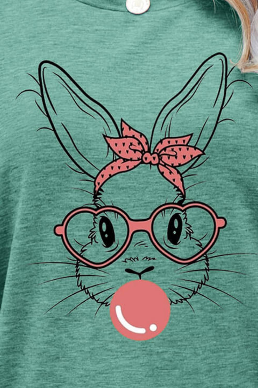 Easter Bunny Graphic Round Neck T-Shirt - Creative Designs by Shanny