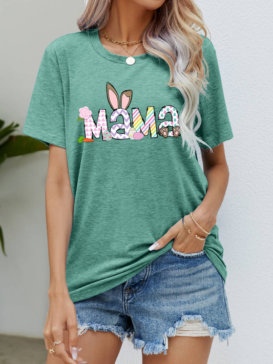 Easter MAMA Graphic Round Neck T-Shirt - Creative Designs by Shanny