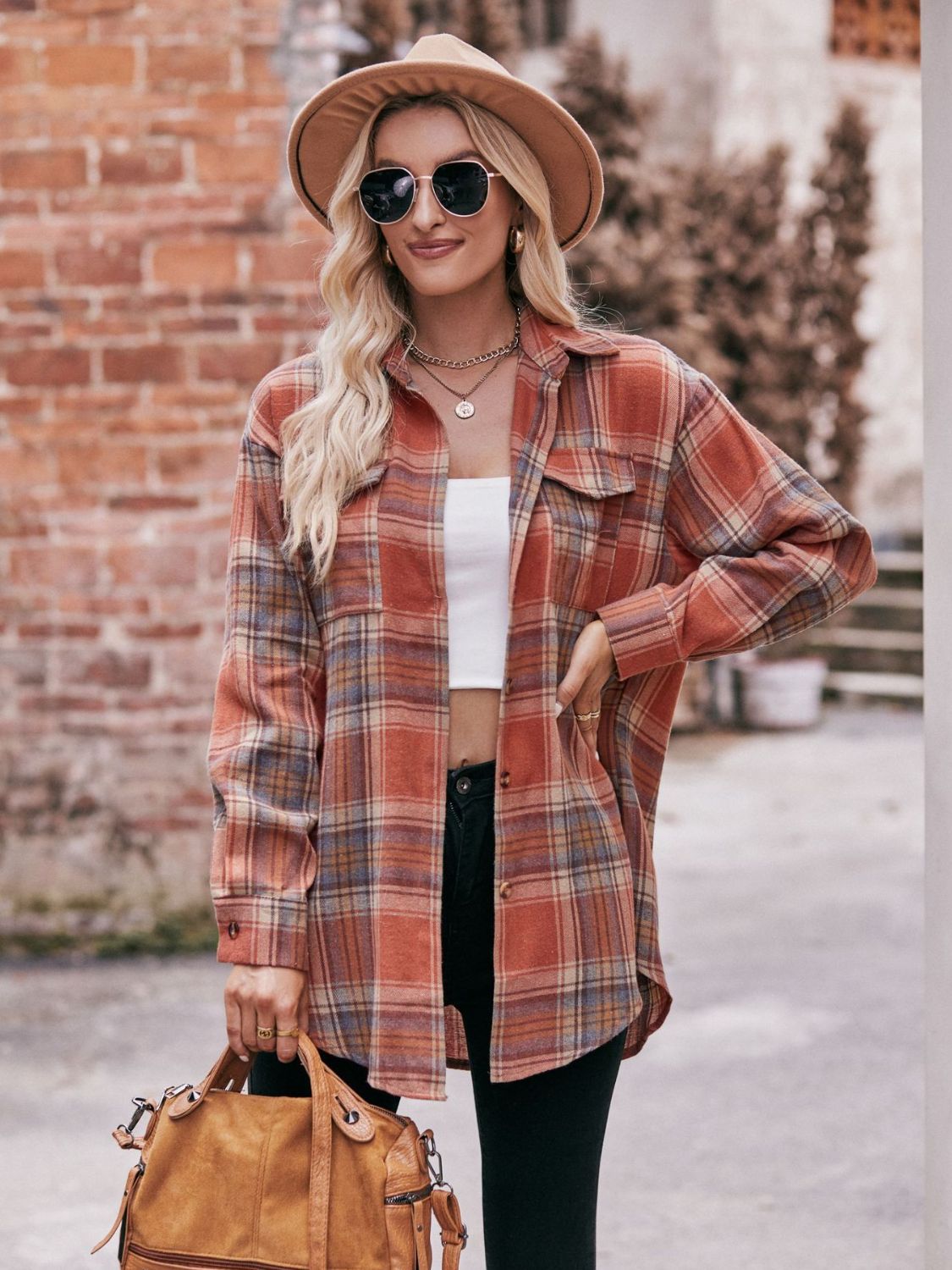 Mandy Plaid Dropped Shoulder Longline Shirt