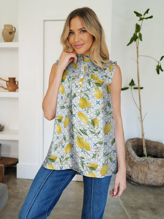 FAM - FAM Frill Printed Mock Neck Top - Creative Designs by Shanny