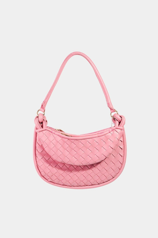 Fame PU Leather Basket Weave Half Moon Bag - Creative Designs by Shanny