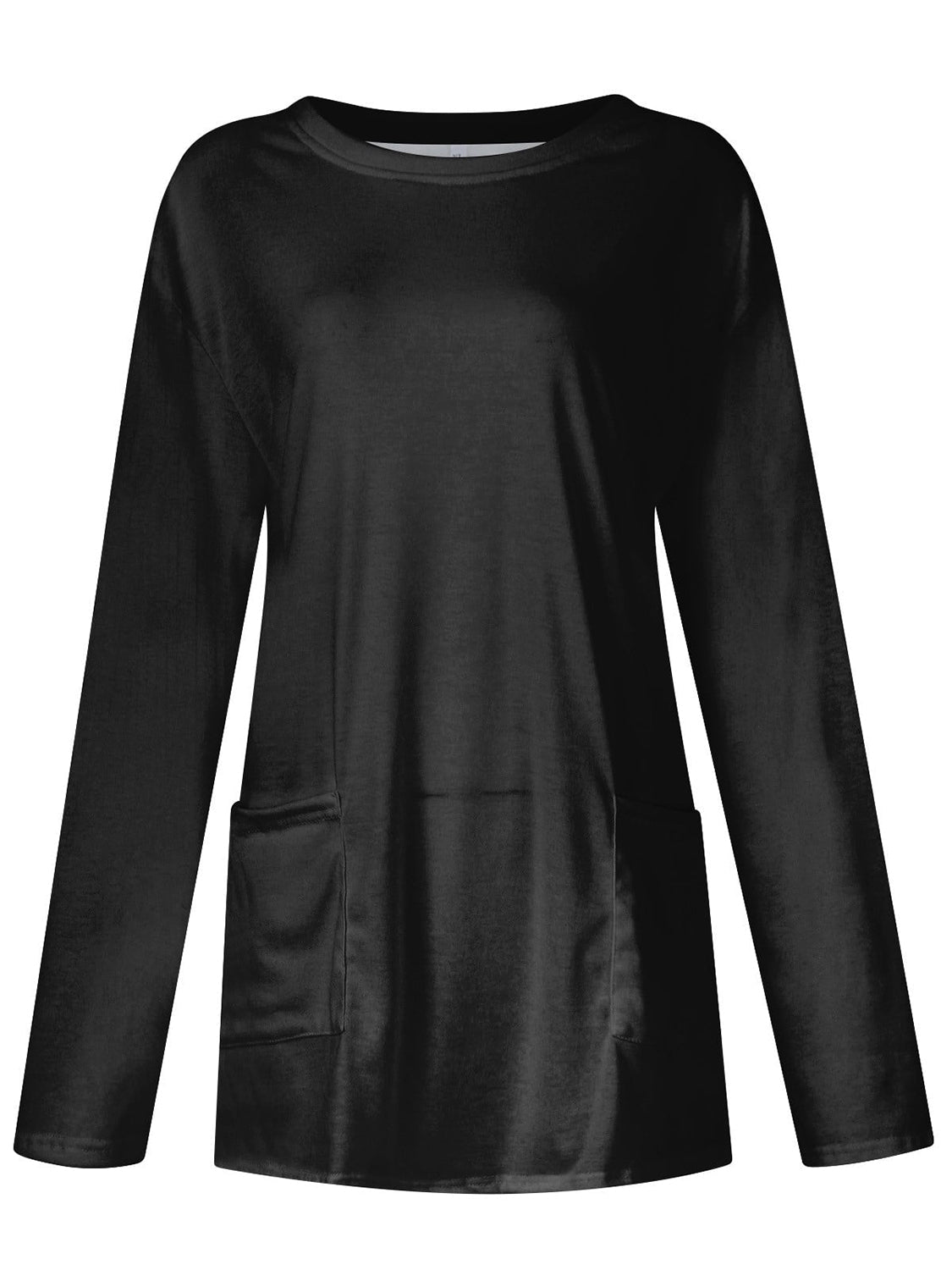 Full Size Pocketed Round Neck Long Sleeve T-Shirt - Creative Designs by Shanny