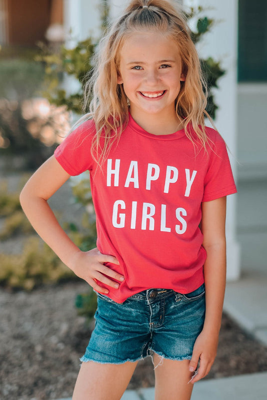 Girls Letter Graphic Short Sleeve T-Shirt - Creative Designs by Shanny